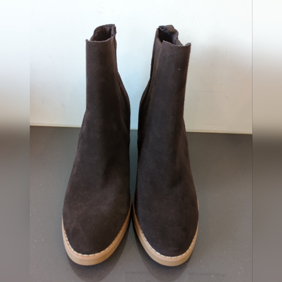 NEW Splendid leather Anthropologie chocolate brown Wynn wedge boots booties 8.5 - Picture 3 of 5